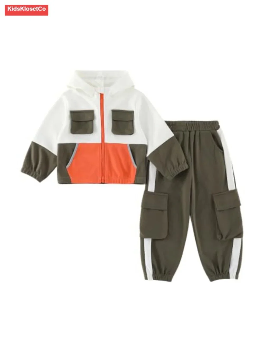 Boys 2 Piece Cargo Hoodie Set Athletic Tracksuit Sweatsuit 3-12